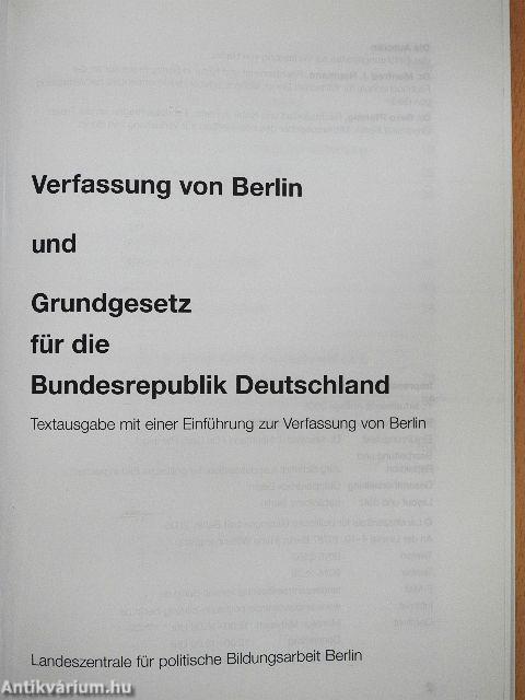 Verfassung von Berlin und Grundgesetz für die Bundesrepublik Deutschland