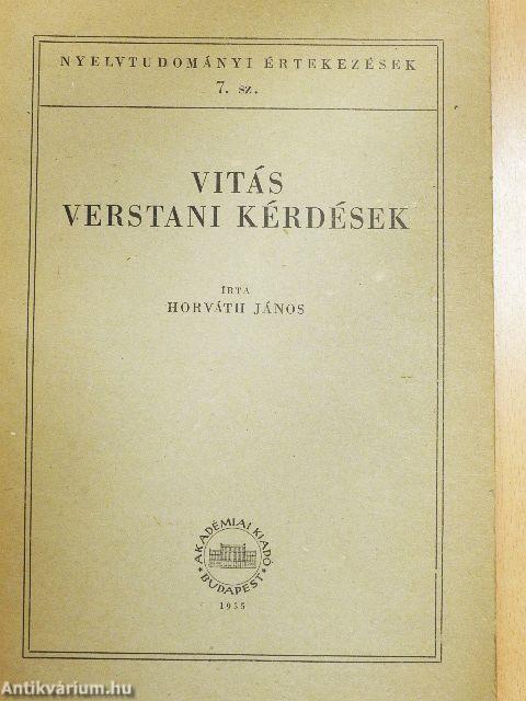 Vitás verstani kérdések