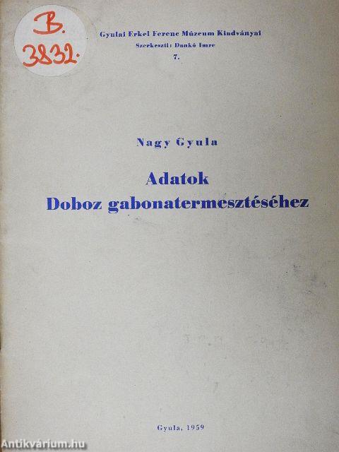 Adatok Doboz gabonatermesztéséhez