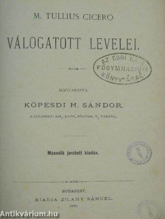 M. Tullius Cicero válogatott levelei