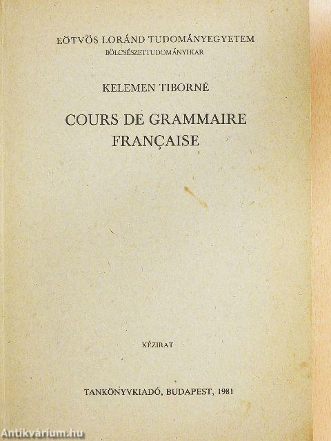 Cours de Grammaire Francaise