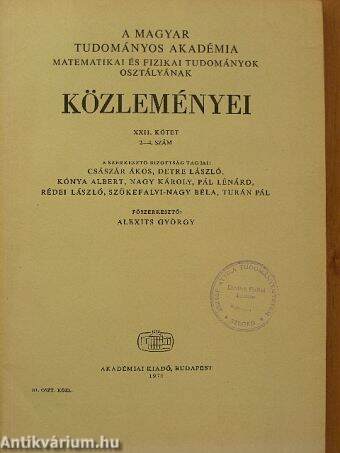 A Magyar Tudományos Akadémia Matematikai és Fizikai Tudományok Osztályának közleményei 1974/3-4.