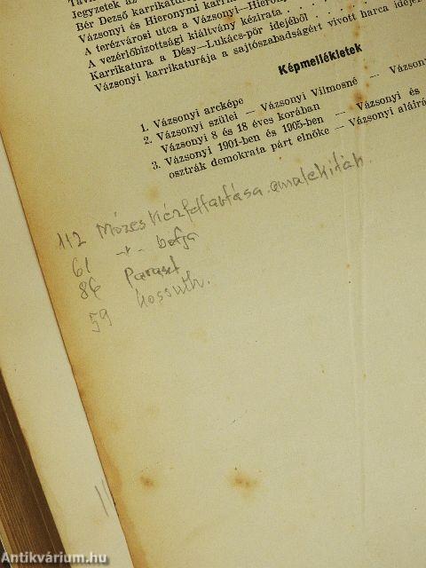 Vázsonyi Vilmos beszédei és írásai I-II. (rossz állapotú)