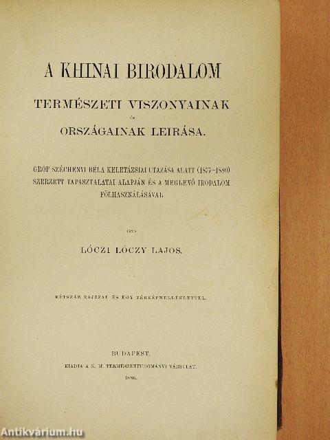 A khinai birodalom természeti viszonyainak és országainak leirása (rossz állapotú)