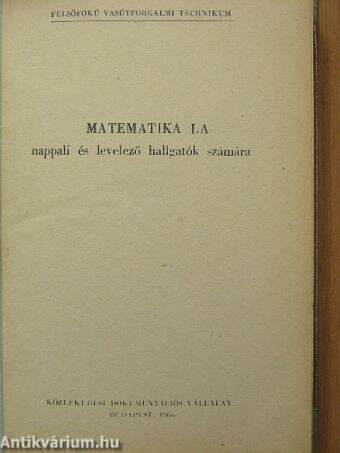 Matematika I. A