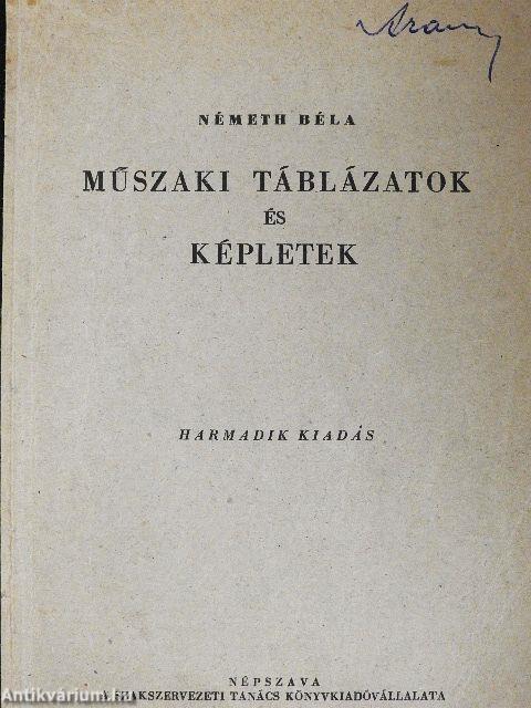 Műszaki táblázatok és képletek