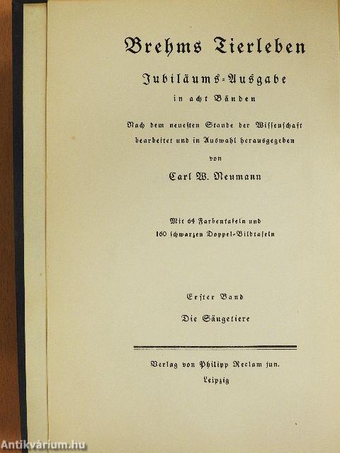 Brehms Tierleben I-VIII. (gótbetűs)