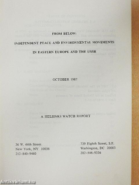 From Below: Independent Peace and Environmental Movements in Eastern Europe and the USSR