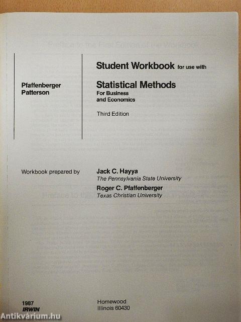 Student Workbook for use with Statistical Methods For Business and Economics