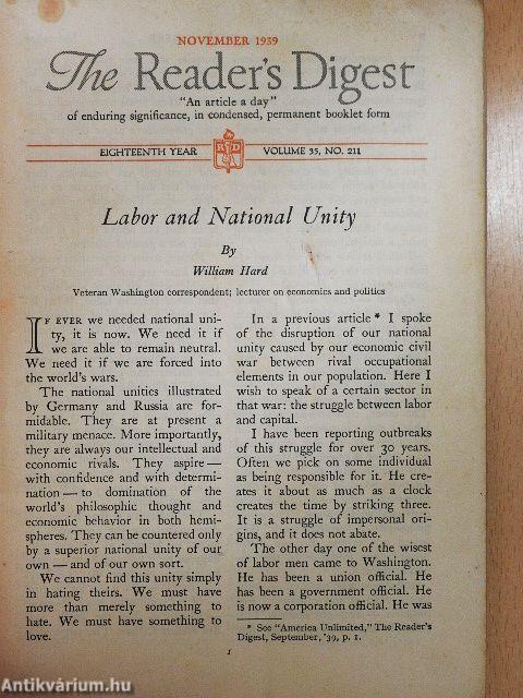 The Reader's Digest November 1939