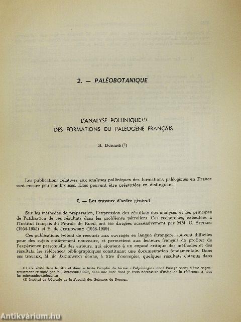 L'Analyse Pollinique des Formations du Paléogéne Francais