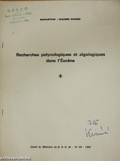 Recherches Palynologiques et Algologiques dans l'Éocéne