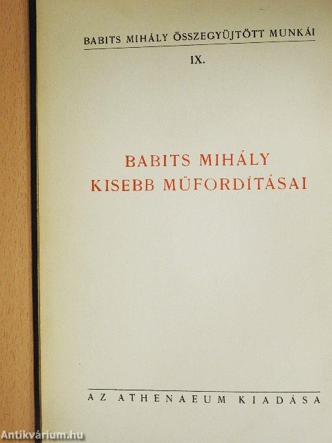 Babits Mihály kisebb műfordításai