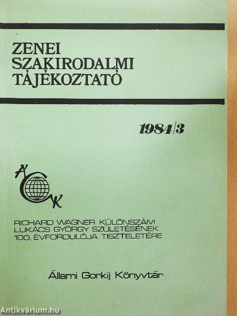 Zenei Szakirodalmi Tájékoztató 1984/3.