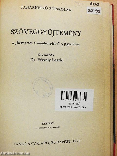 Szöveggyűjtemény a "Bevezetés a műelemzésbe" c. jegyzethez