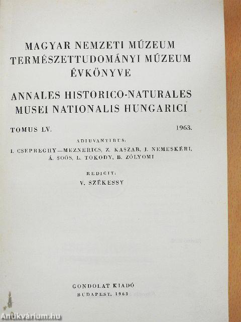 Magyar Nemzeti Múzeum-Természettudományi Múzeum évkönyve 1963.