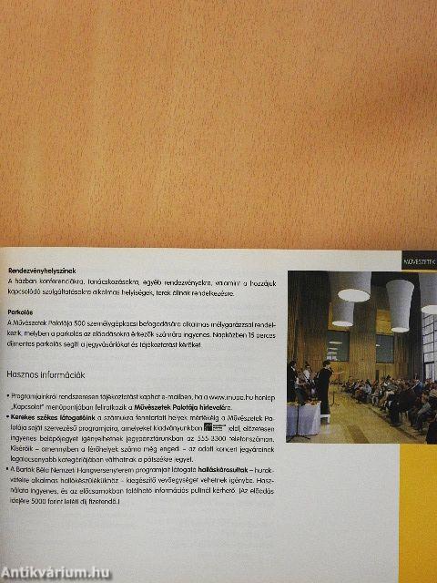 Művészetek Palotája - Műsorkalauz 2008. július-december