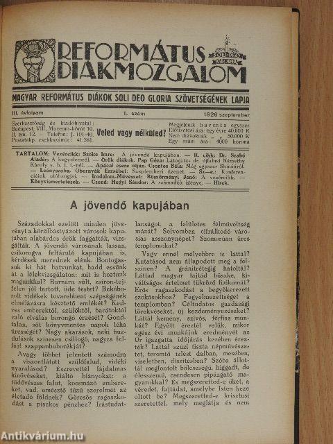Református Diákmozgalom 1926-1927. szeptember-június