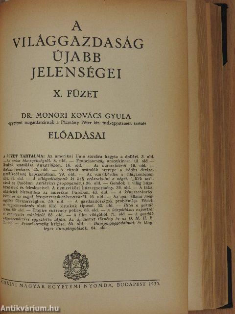 A világgazdaság ujabb jelenségei I-VII, IX-XII.