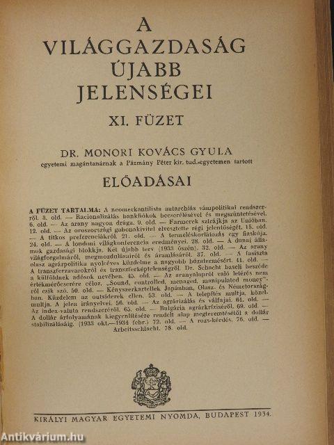 A világgazdaság ujabb jelenségei I-VII, IX-XII.