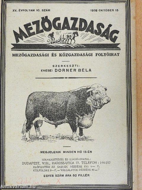 Mezőgazdaság 1938. október 15.