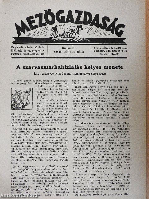 Mezőgazdaság 1938. október 15.