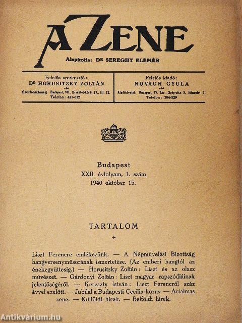 A Zene 1940. október 15.