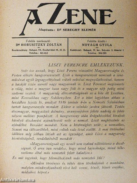 A Zene 1940. október 15.