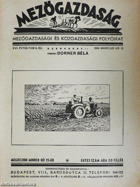 Mezőgazdaság 1939. március 15.