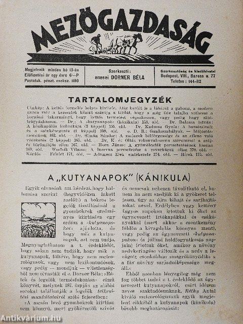 Mezőgazdaság 1938. július 15.