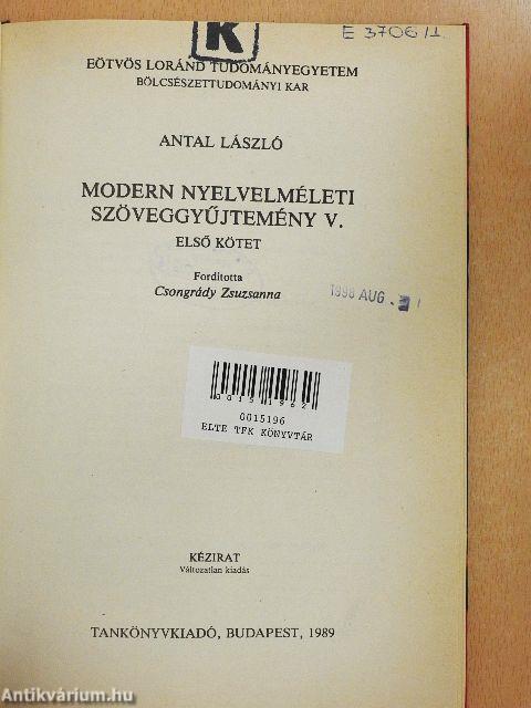 Modern nyelvelméleti szöveggyűjtemény V/1.