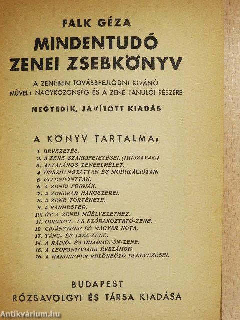 Mindentudó zenei zsebkönyv