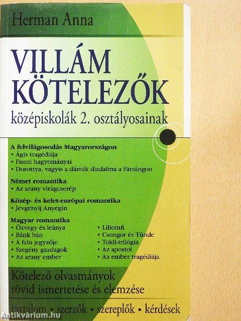 Villám kötelezők középiskolák 2. osztályosainak