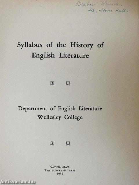 Syllabus of the History of English Literature