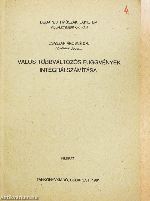 Valós többváltozós függvények integrálszámítása