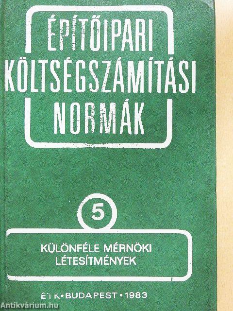 Építőipari költségszámítási normák 5.