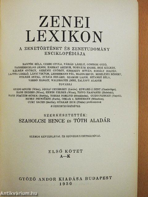 Zenei Lexikon I-II.