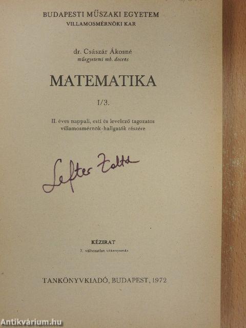 Matematika I/3.