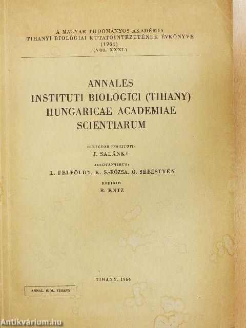 Annales Instituti Biologici (Tihany) Hungaricae Academiae Scientiarum 1964.