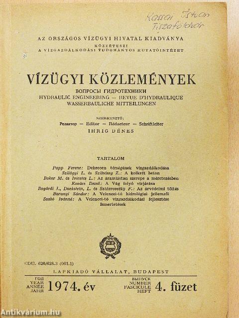 Vízügyi Közlemények 1974/4.