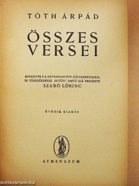 Tóth Árpád összes versei