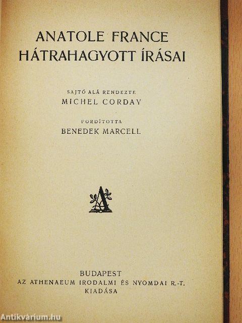 Abeille/Anatole France hátrahagyott írásai