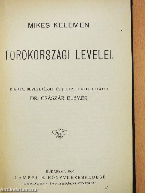 Mikes Kelemen törökországi levelei
