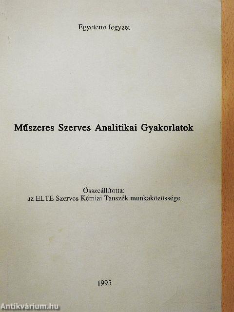 Műszeres Szerves Analitikai Gyakorlatok