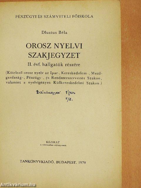 Orosz nyelvi szakjegyzet II.