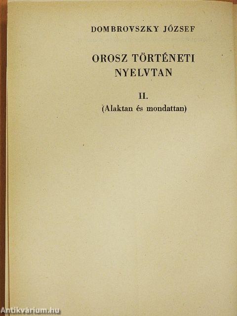 Orosz történeti nyelvtan II.