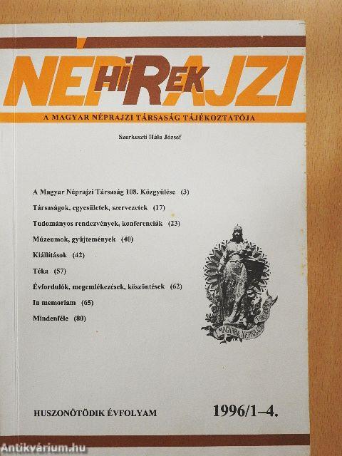 Néprajzi Hírek 1996/1-4.