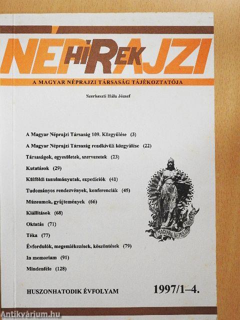 Néprajzi Hírek 1997/1-4.