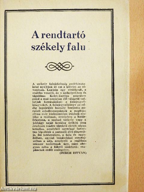 A rendtartó székely falu