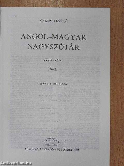 Angol-magyar nagyszótár I-II.